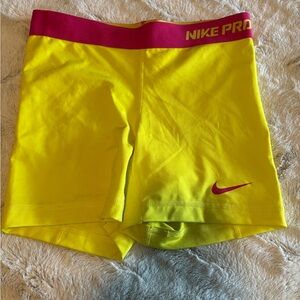 Nike Pro Yellow Athletic Shorts